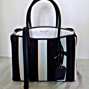 NWT KateSpade Margaux Canvas Stripe Medium Satchel